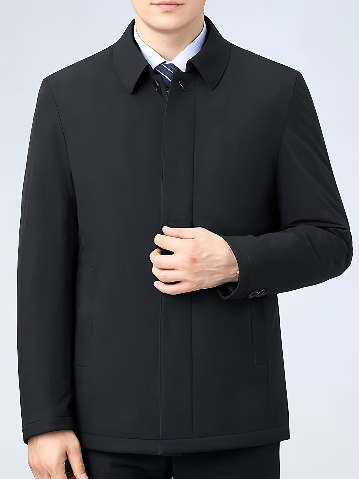 Arthur | Veste pour Homme Revers Fermeture Éclair Coupe Classique Unie - Bleu Marine