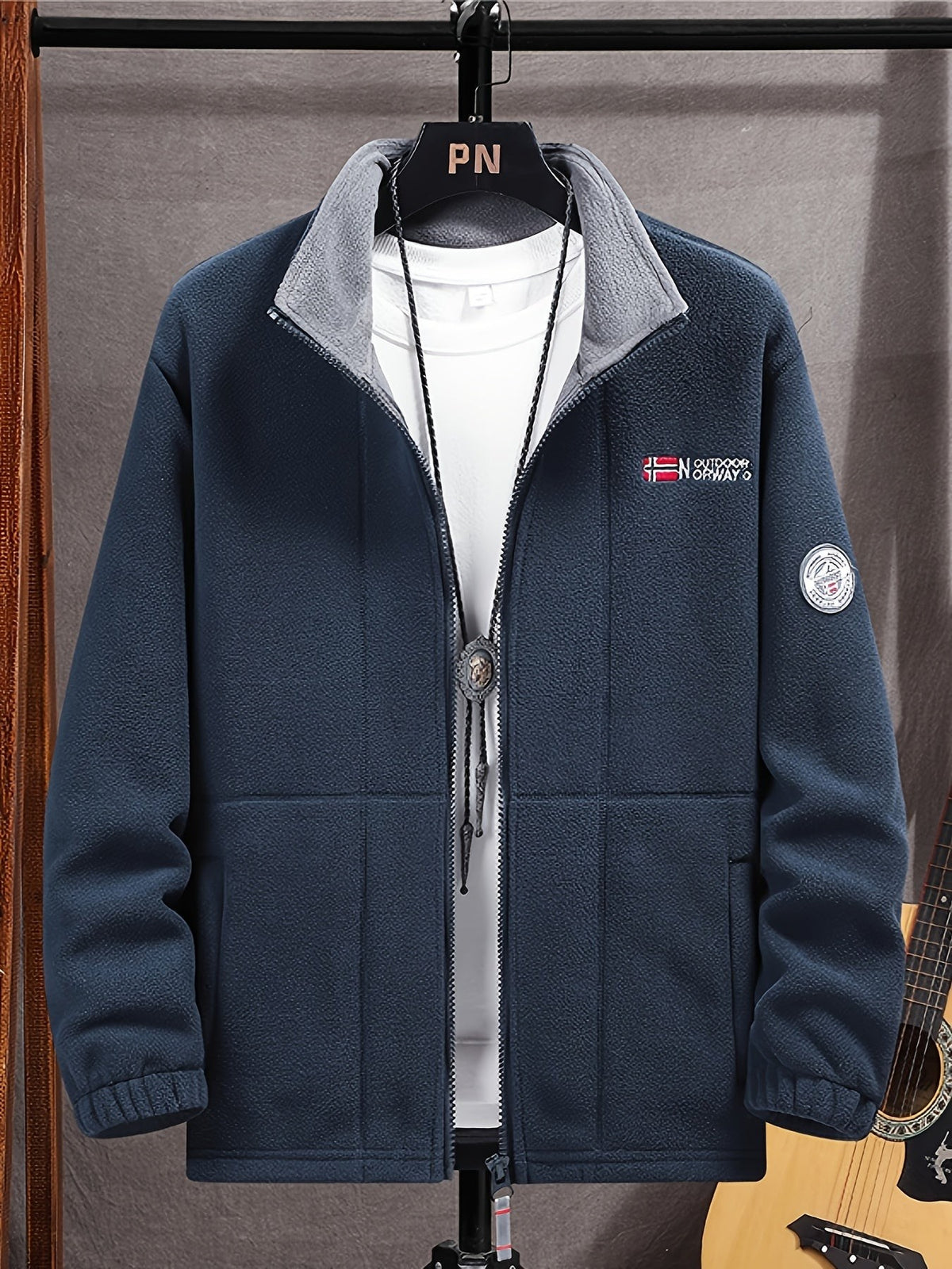 Baptiste | Veste pour Homme Coupe Ample Rits Doublure Isolante Outdoor - Bleu Marine