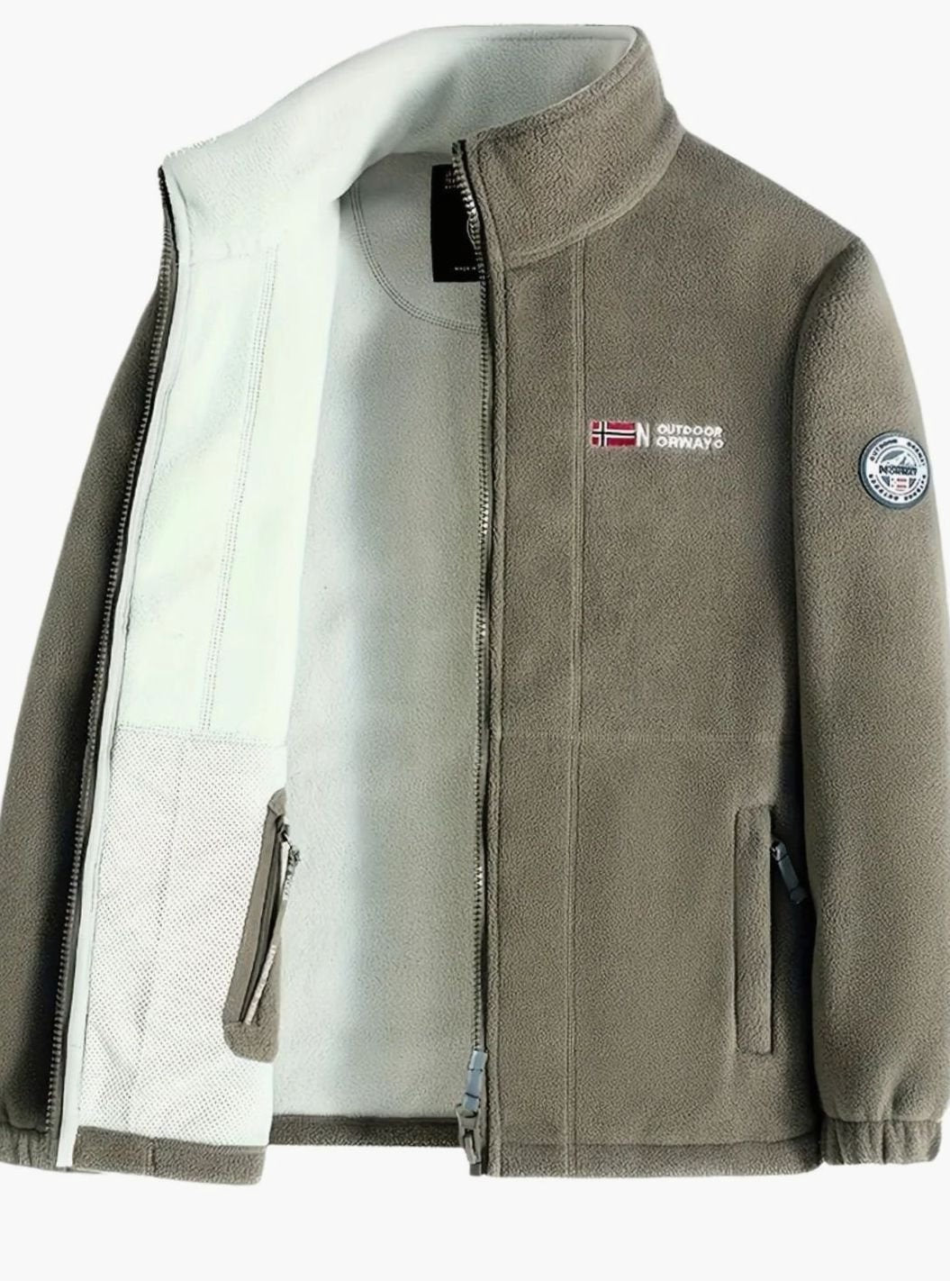 Bram | Heren Fleece Jas met Ritsluiting Staande Kraag Outdoor - Beige