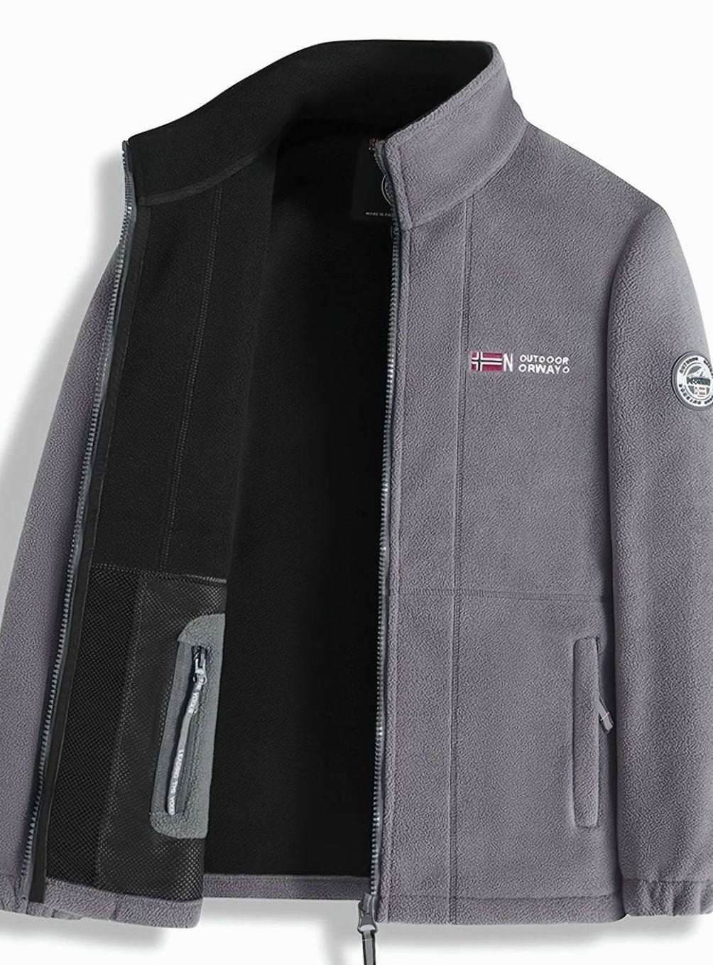 Bram | Heren Fleece Jas met Ritsluiting Staande Kraag Outdoor - Grijs
