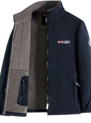 Bram | Heren Fleece Jas met Ritsluiting Staande Kraag Outdoor - Marineblauw