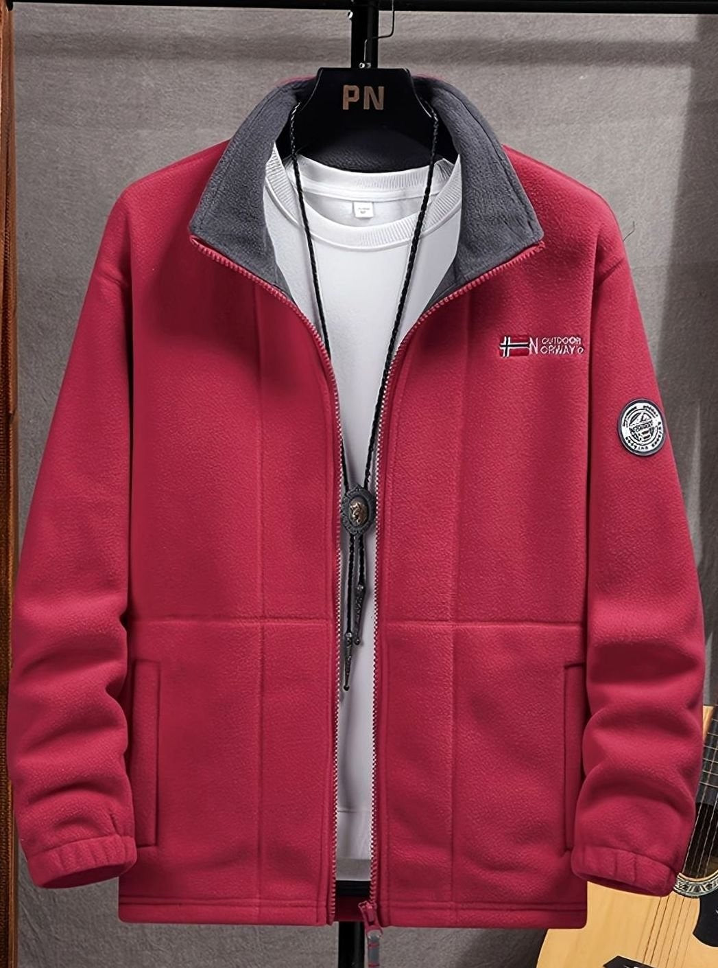 Bram | Heren Fleece Jas met Ritsluiting Staande Kraag Outdoor - Marineblauw