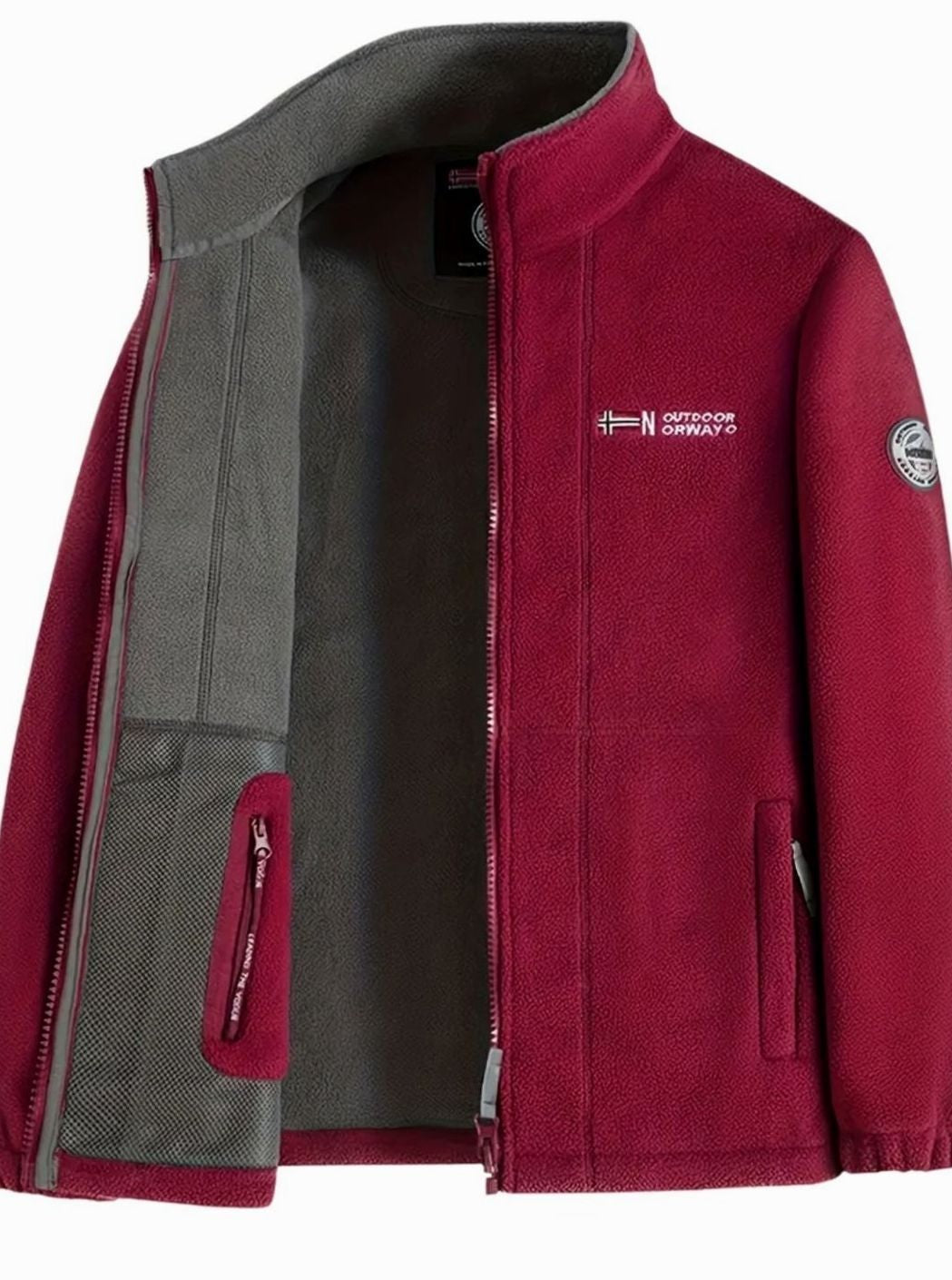 Bram | Heren Fleece Jas met Ritsluiting Staande Kraag Outdoor - Rood