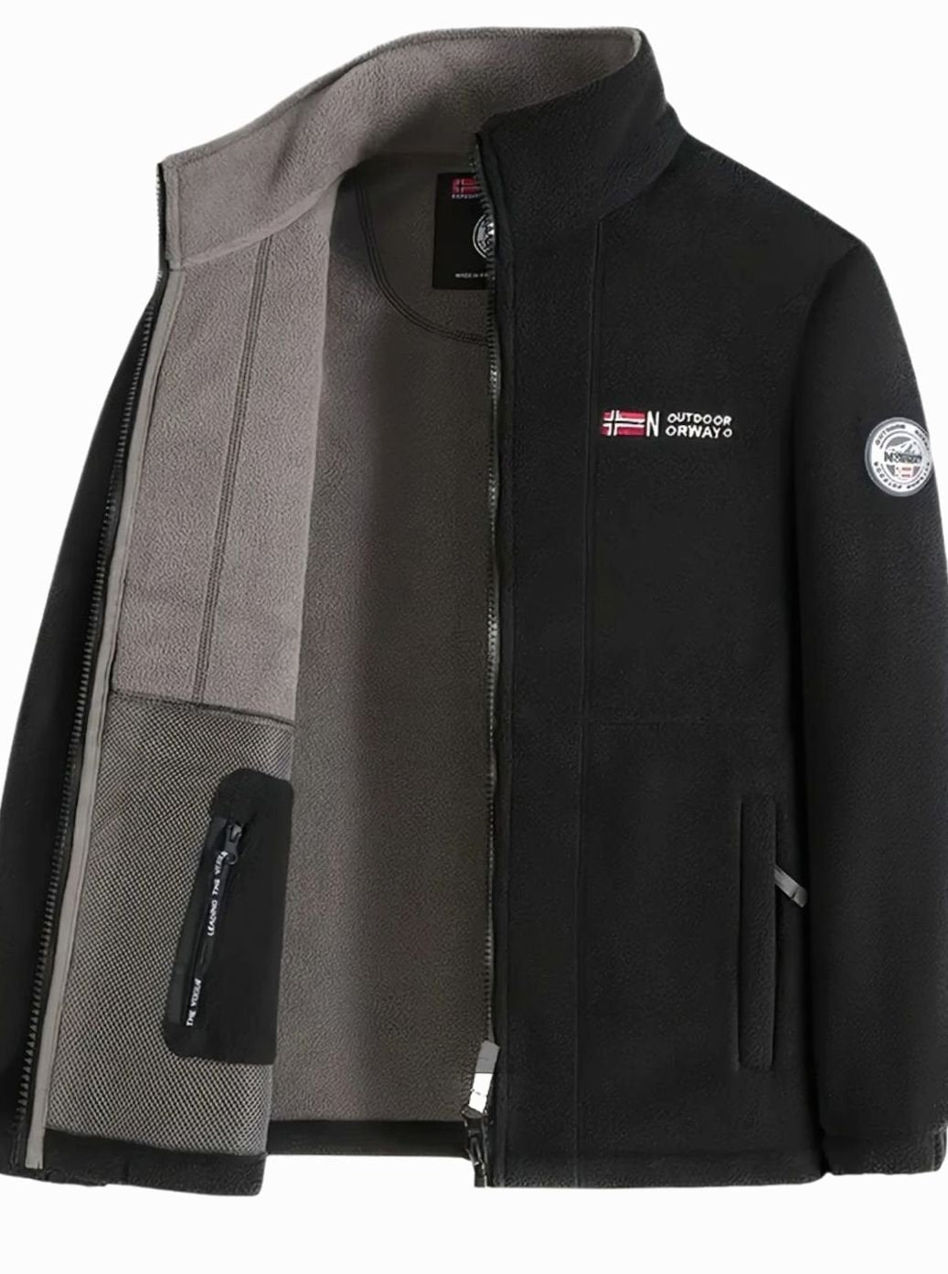 Bram | Heren Fleece Jas met Ritsluiting Staande Kraag Outdoor - Zwart