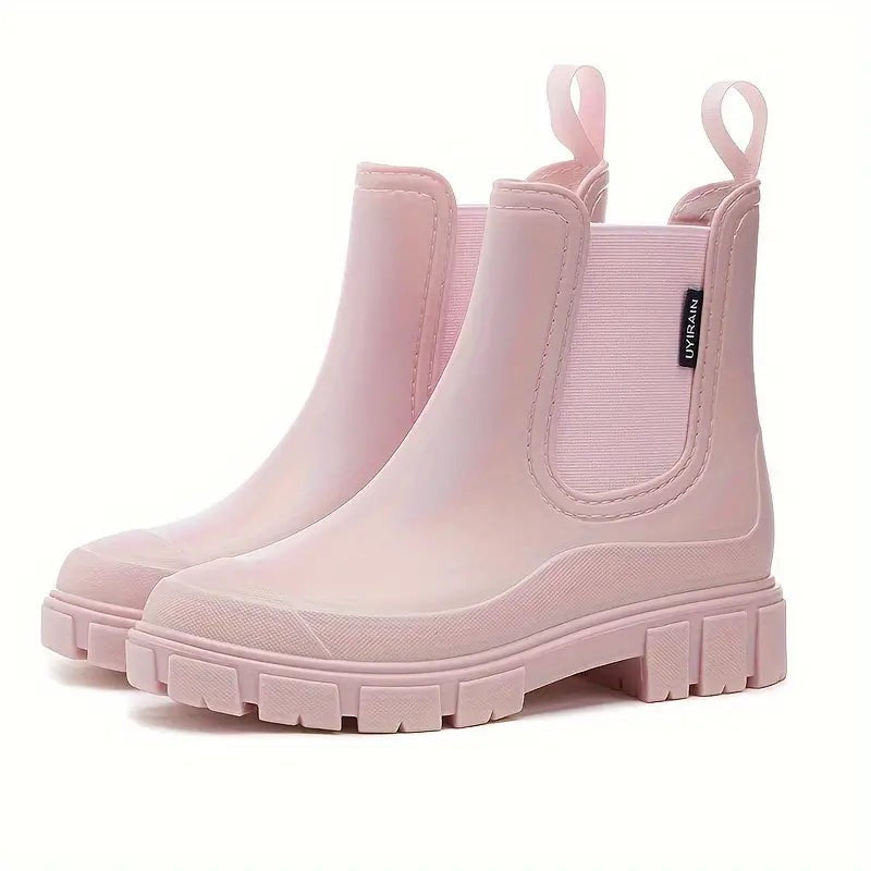 Camille | Bottines Femme Imperméables Sans Lacets Chelsea - Rose