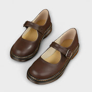 Camille | Chaussures Mary Jane Femme Coussinées à Bride Ajustable - Marron