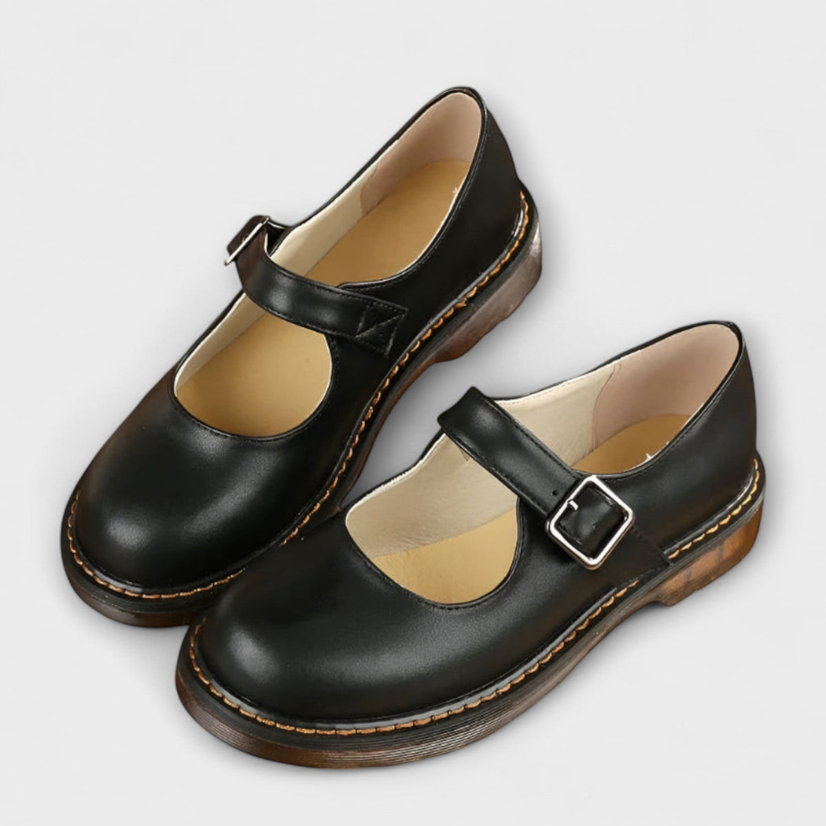 Camille | Chaussures Mary Jane Femme Coussinées à Bride Ajustable - Marron