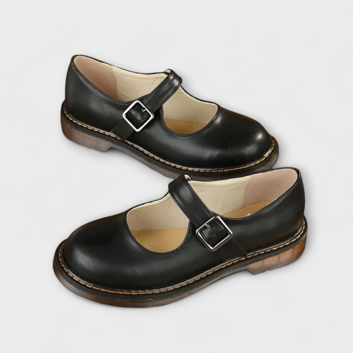 Camille | Chaussures Mary Jane Femme Coussinées à Bride Ajustable - Marron