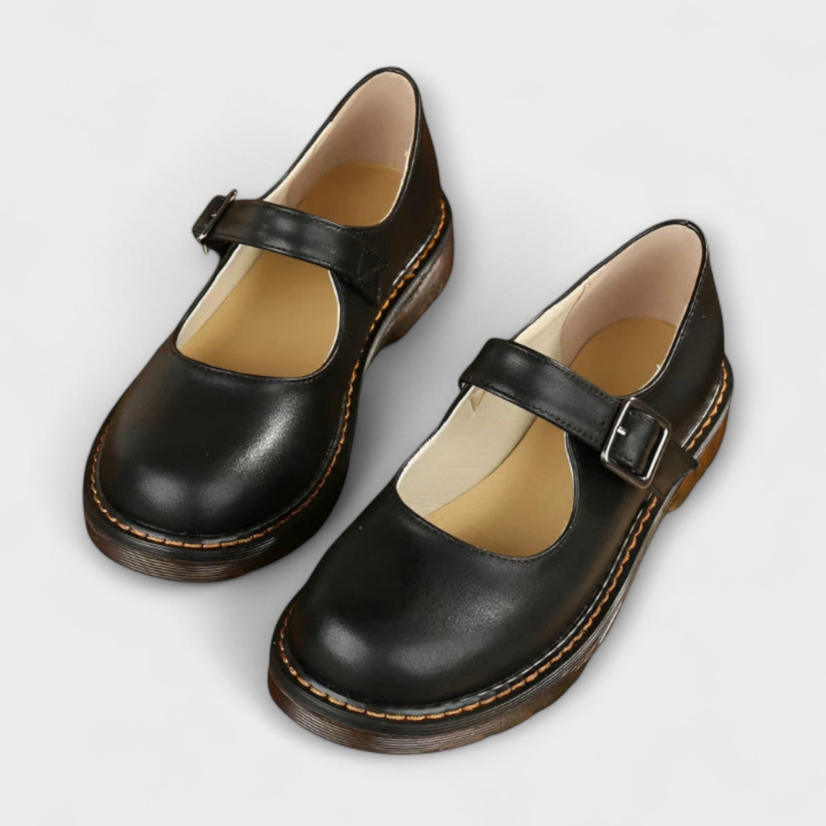 Camille | Chaussures Mary Jane Femme Coussinées à Bride Ajustable - Noir
