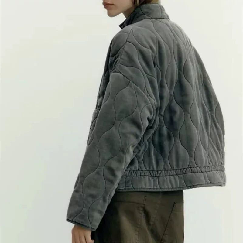 Camille | Dames Veste Matelassée Avant Poches Raglan Cordon Réglable - Crème