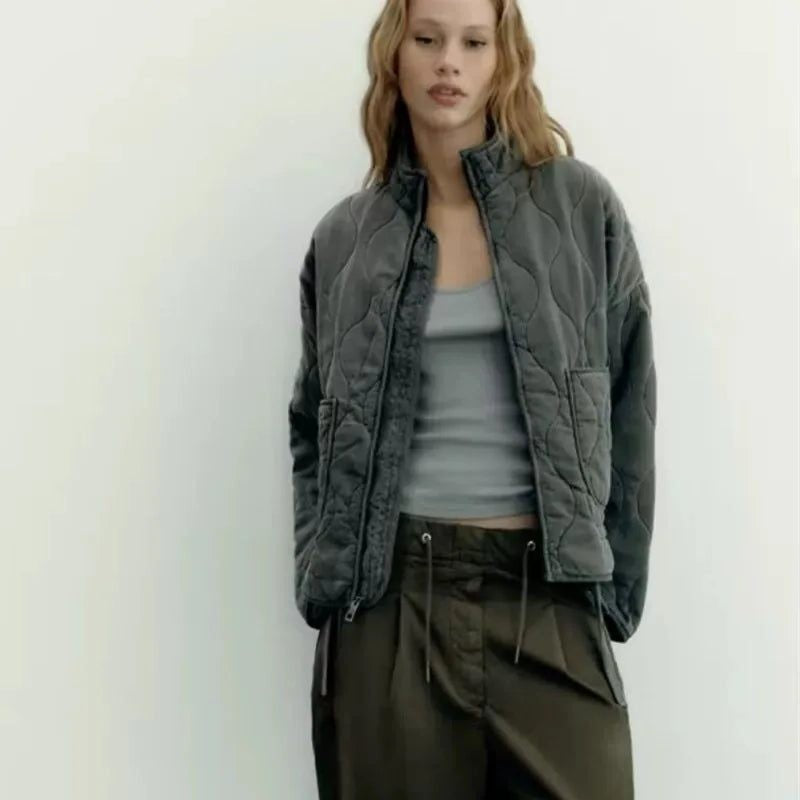 Camille | Dames Veste Matelassée Avant Poches Raglan Cordon Réglable - Crème