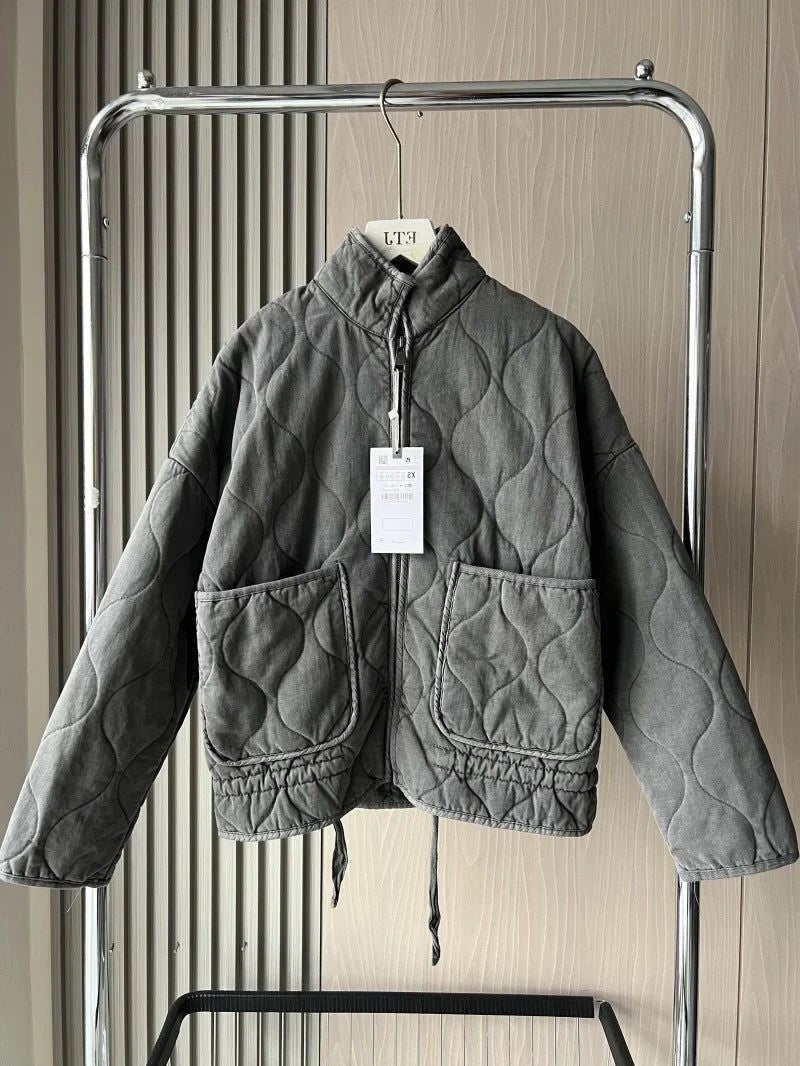 Camille | Dames Veste Matelassée Avant Poches Raglan Cordon Réglable - Crème