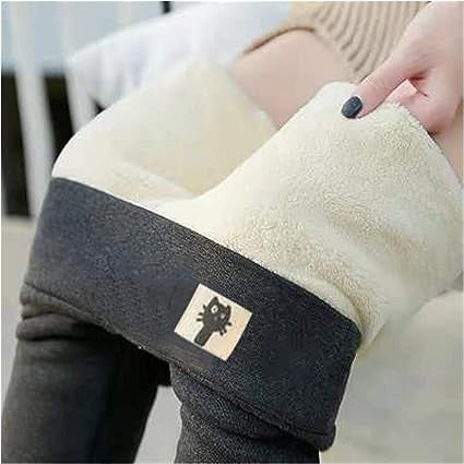 Camille | Legging thermique femme doublé polaire coupe ample hiver - Gris