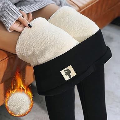 Camille | Legging thermique femme doublé polaire coupe ample hiver - Noir