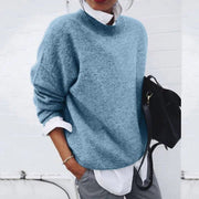 Camille | Pull Oversize Coupe Décontractée Encolure Équipage Dames - Bleu