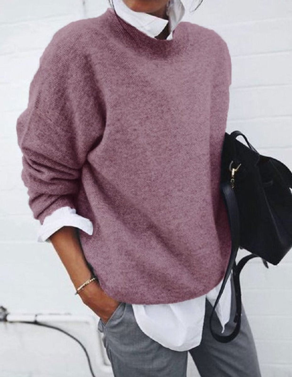 Camille | Pull Oversize Coupe Décontractée Encolure Équipage Dames - Rose