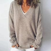 Camille | Pull pour Femme Encolure V Coupe Ample Beige - Beige