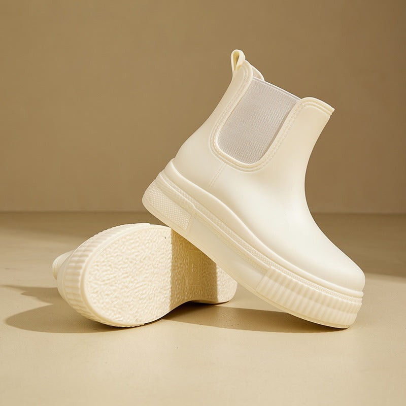 Charlotte | Bottes Femme Plateforme Talon Épais Tige Élastique Imperméable - Vert