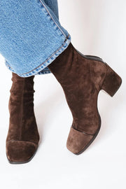 Charlotte | Bottes pour Femme Bout Carré Talon Bloc - Marron Foncé