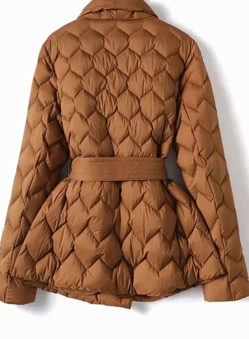 Charlotte | Dames Veste Matelassée Ceinture Taillée Doudoune Hiver - Caramel