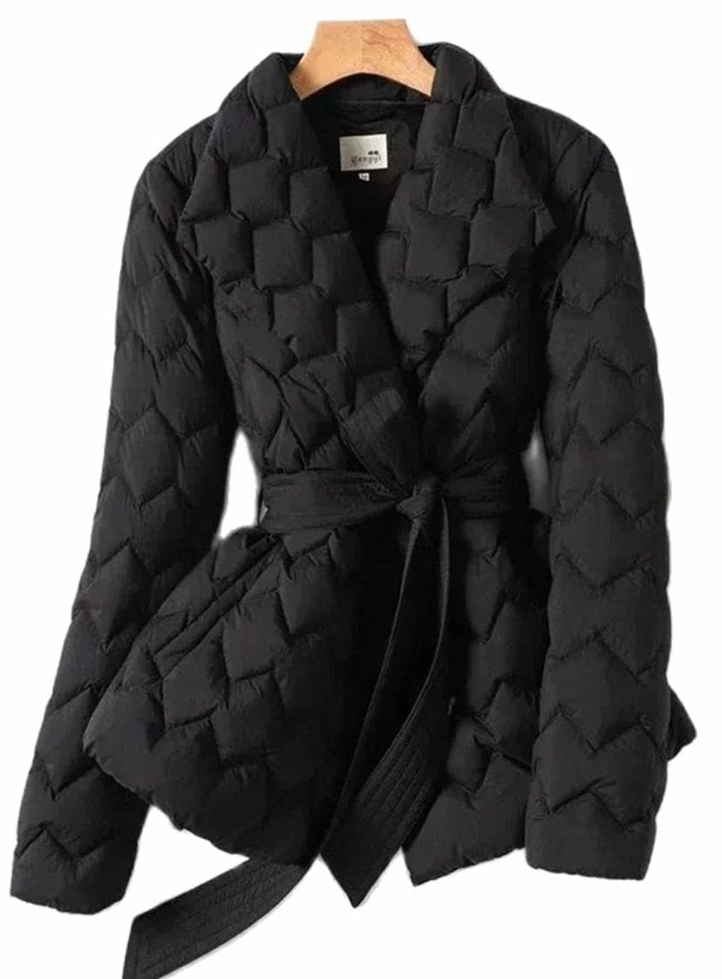 Charlotte | Dames Veste Matelassée Ceinture Taillée Doudoune Hiver - Noir