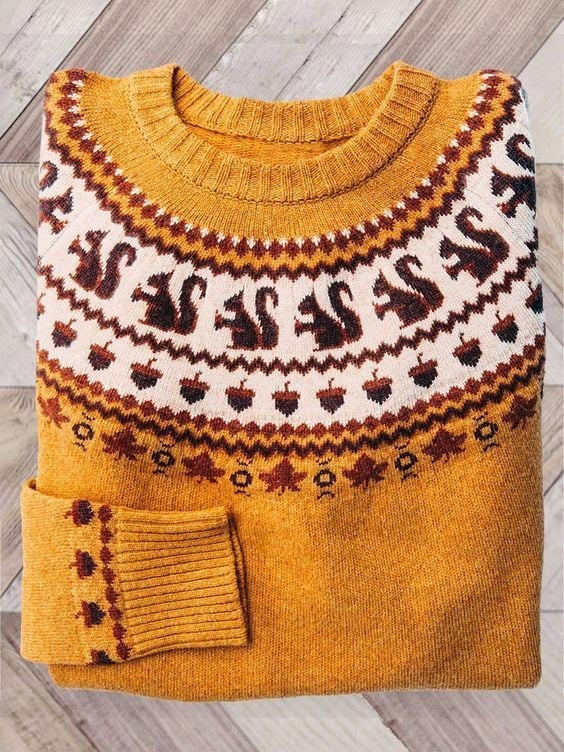Charlotte | Pull Déguisement Halloween Femme Fair Isle Motifs Festifs Manches Longues - Automne Fair Isle