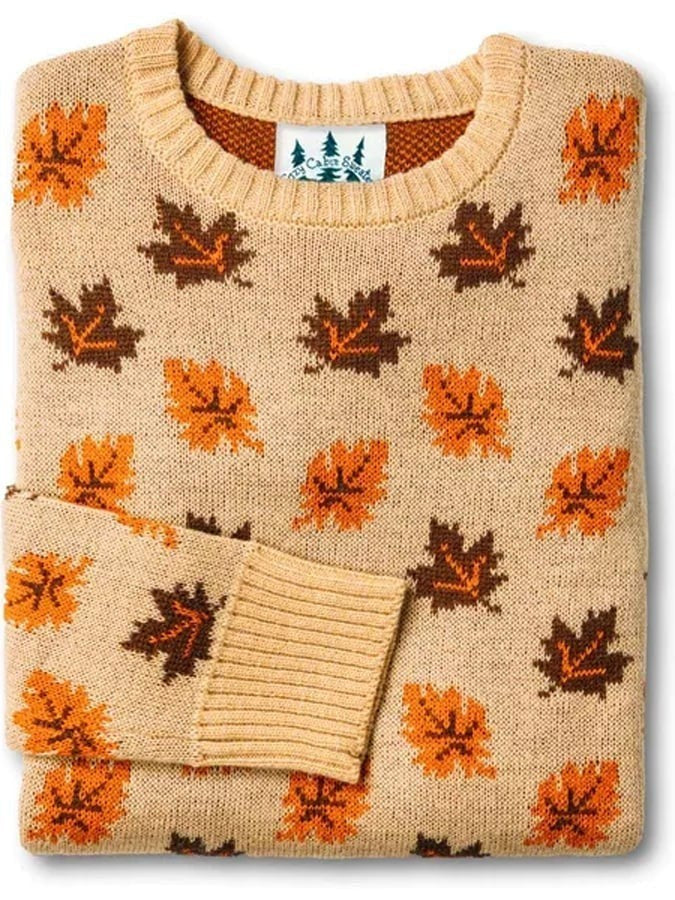 Charlotte | Pull Déguisement Halloween Femme Fair Isle Motifs Festifs Manches Longues - Feuilles D'Automne