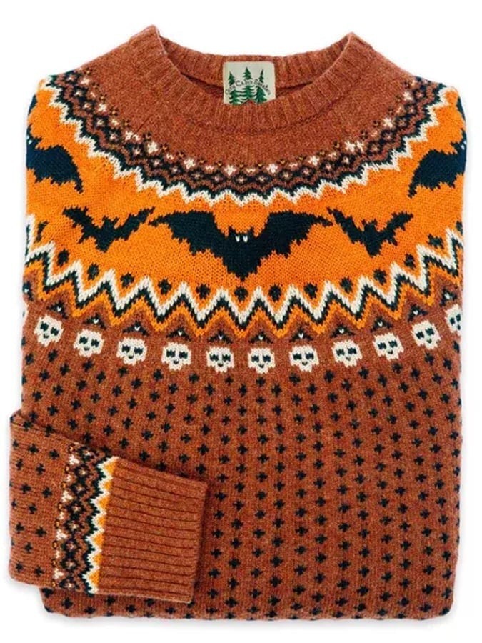 Charlotte | Pull Déguisement Halloween Femme Fair Isle Motifs Festifs Manches Longues - Jacquard Halloween