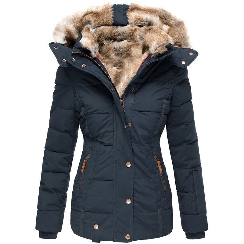 Charlotte | Veste d'Hiver Femme Coupe Ajustée Polyester Doublée - Bleu