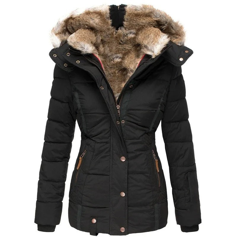 Charlotte | Veste d'Hiver Femme Coupe Ajustée Polyester Doublée - Noir