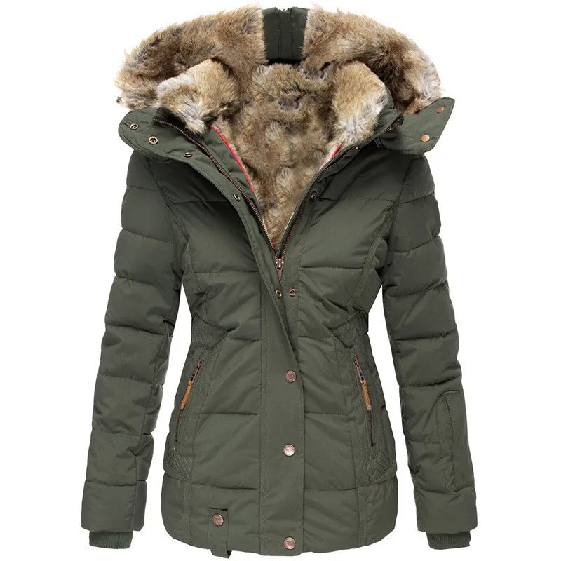 Charlotte | Veste d'Hiver Femme Coupe Ajustée Polyester Doublée - Noir
