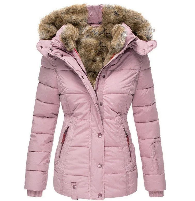 Charlotte | Veste d'Hiver Femme Coupe Ajustée Polyester Doublée - Rose