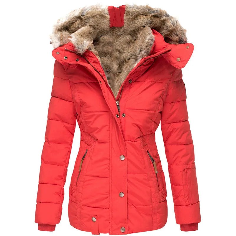 Charlotte | Veste d'Hiver Femme Coupe Ajustée Polyester Doublée - Rouge