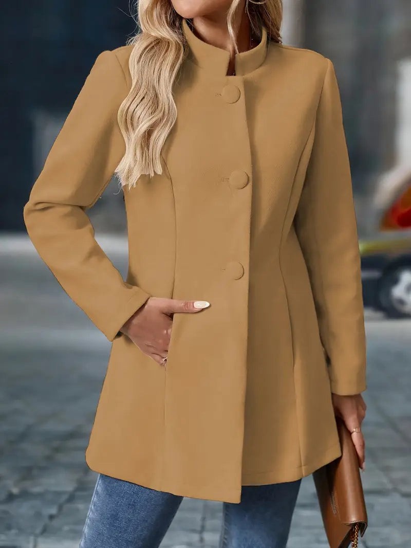 Chloe | Manteau d'Hiver pour Femme Coupe Longue Fermeture Boutonnée - Crème