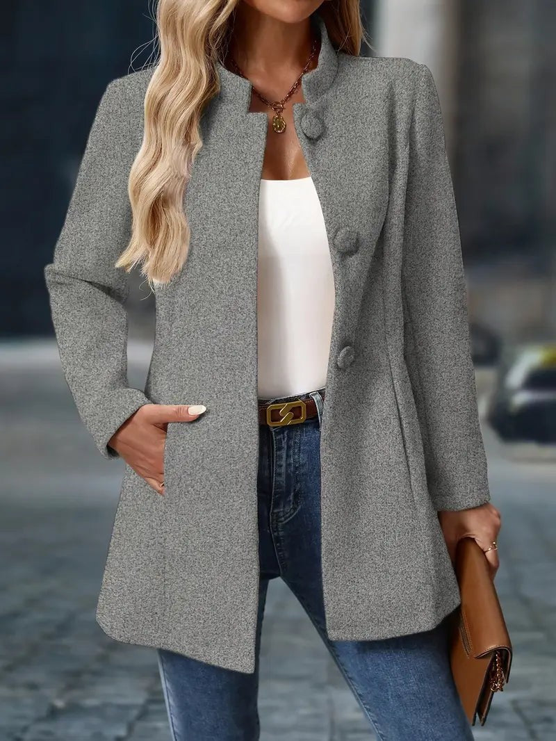 Chloe | Manteau d'Hiver pour Femme Coupe Longue Fermeture Boutonnée - Gris