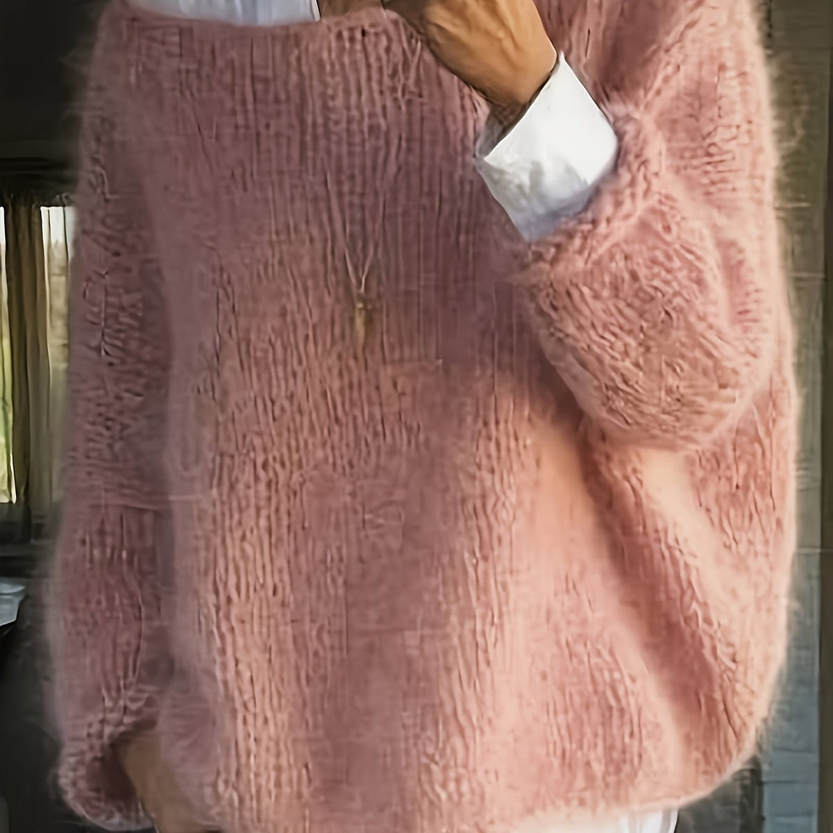 Chloe | Pour Femme Pull Oversize Col Rond Ample - Rose
