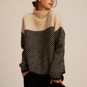 Chloe | Pull Femme Coupe Ample Col Montant Tricot - Marron