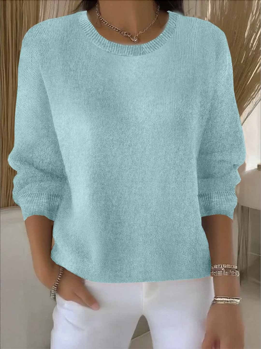 Chloe | Pull pour Femme Coupe Ample Manches Chauve-Souris Côtelé Encolure Équipage - Vert Clair