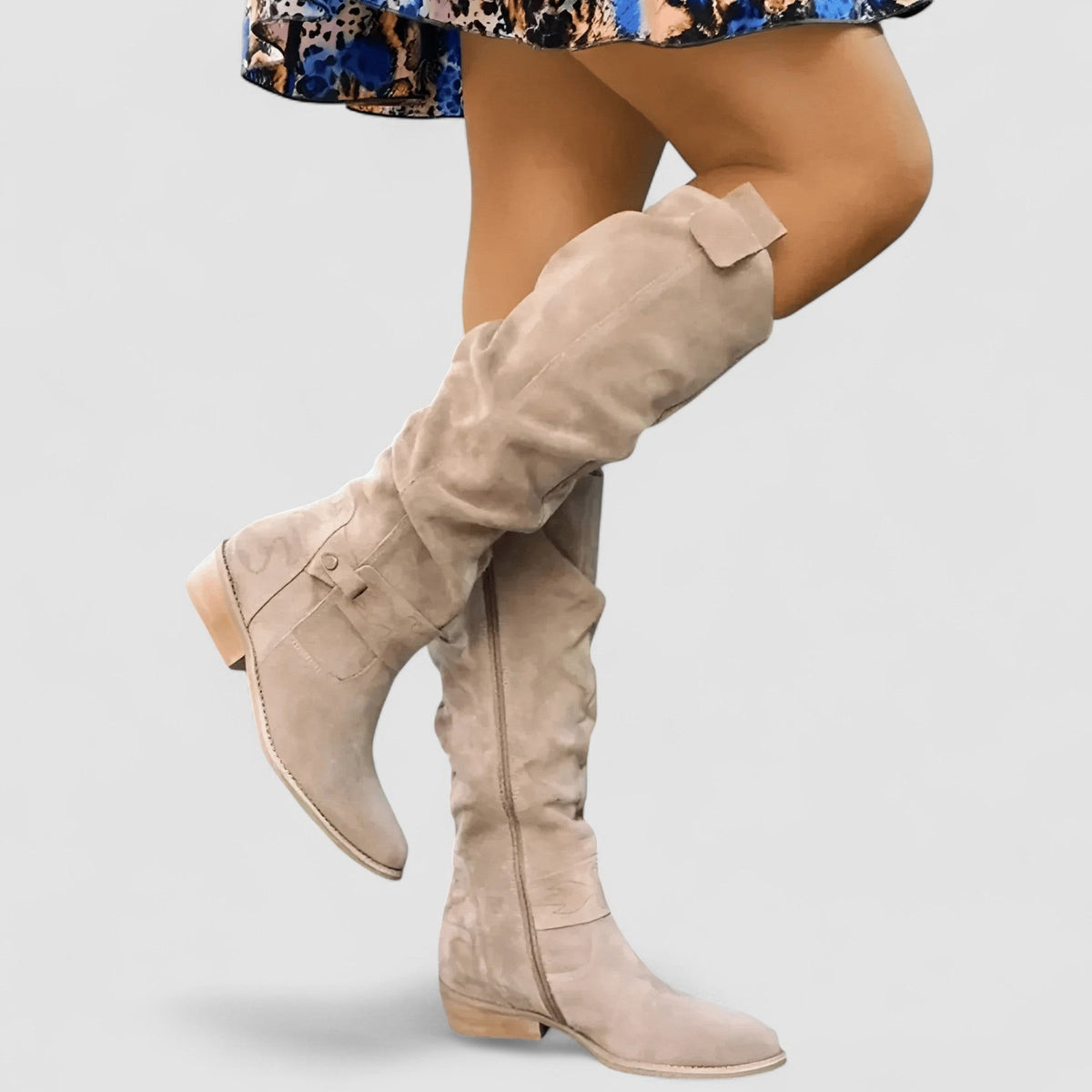 Clemence | Bottes pour Femme Coupe Ample Talon 4 cm Soutien Actif - Beige