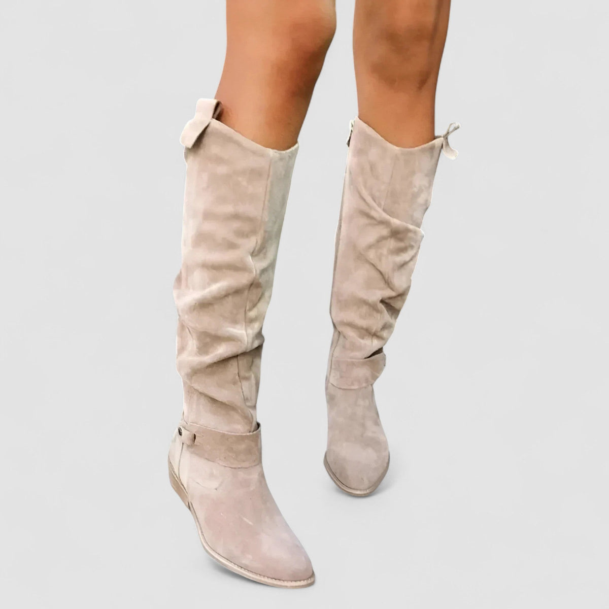 Clemence | Bottes pour Femme Coupe Ample Talon 4 cm Soutien Actif - Beige