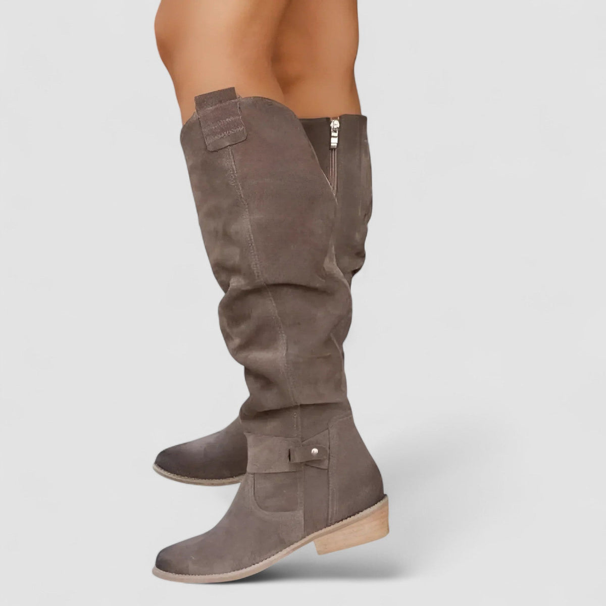 Clemence | Bottes pour Femme Coupe Ample Talon 4 cm Soutien Actif - Beige