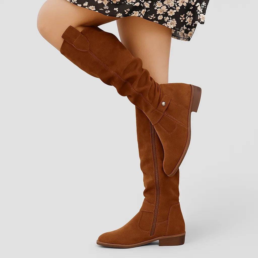 Clemence | Bottes pour Femme Coupe Ample Talon 4 cm Soutien Actif - Marron Foncé