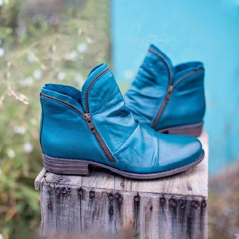 Clemence | Bottines Femme Soutien Plantaire Cheville Fermeture Facile - Bleu