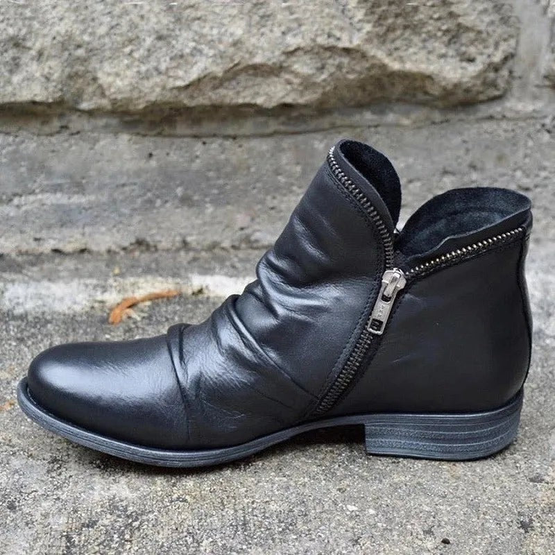 Clemence | Bottines Femme Soutien Plantaire Cheville Fermeture Facile - Noir