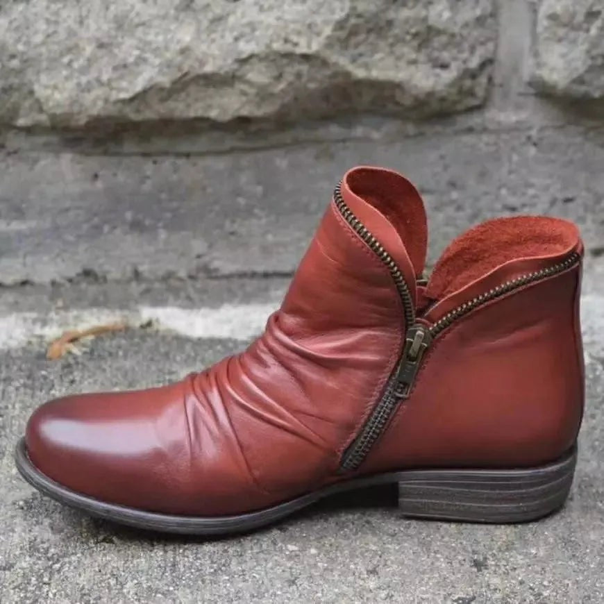 Clemence | Bottines Femme Soutien Plantaire Cheville Fermeture Facile - Rouge