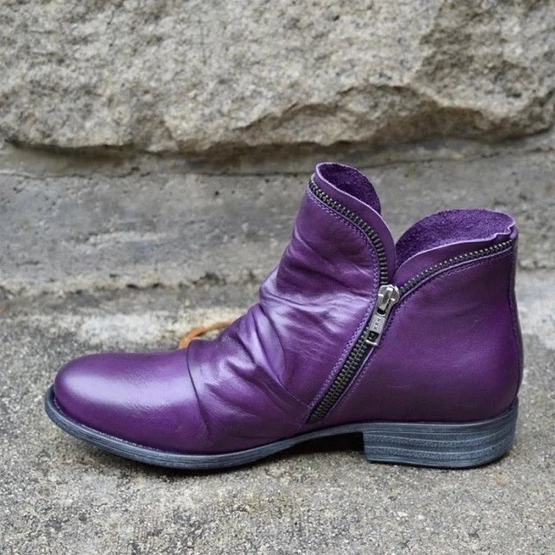 Clemence | Bottines Femme Soutien Plantaire Cheville Fermeture Facile - Violet