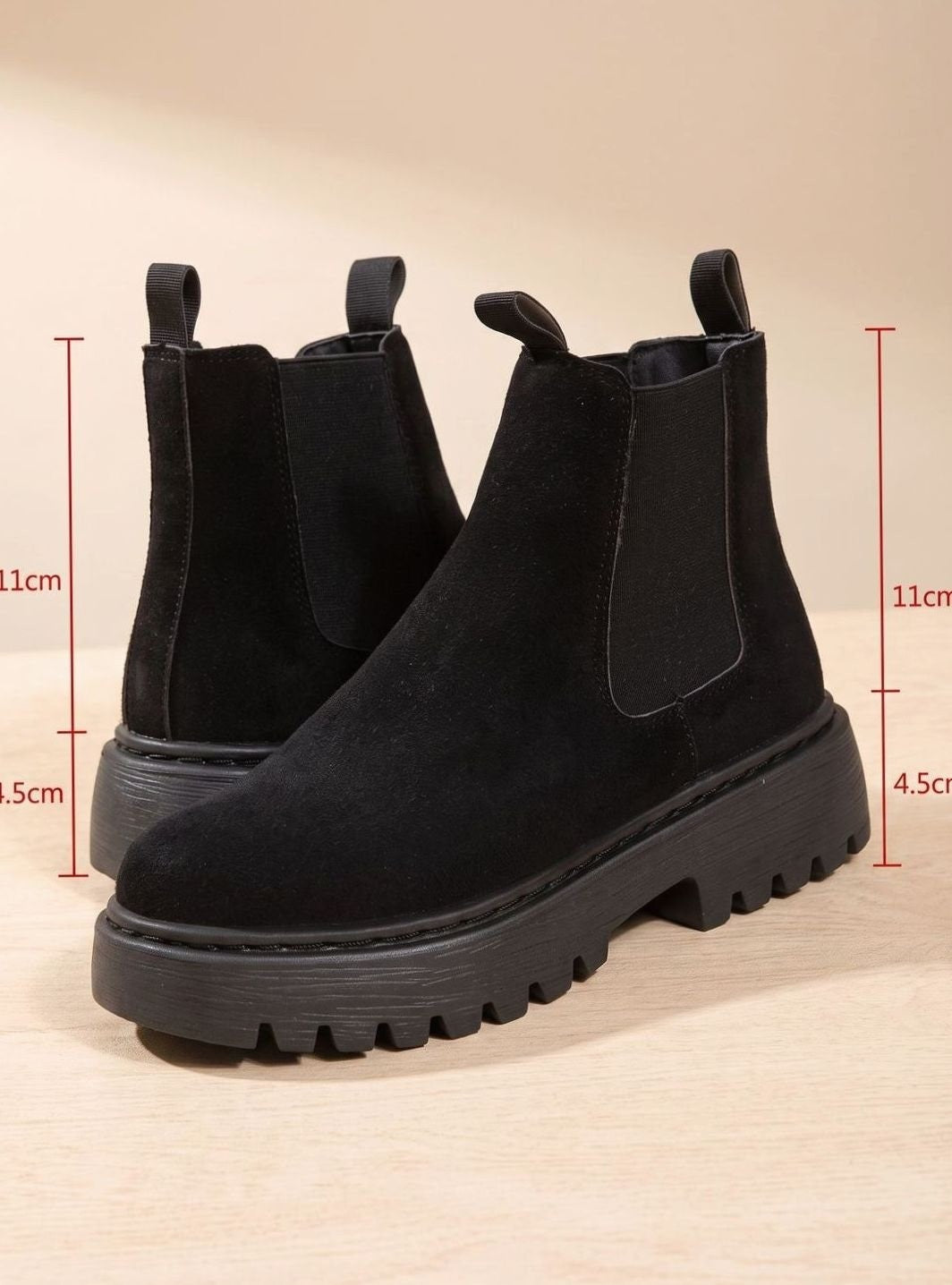 Clemence | Bottines pour Femme Plateau Talon Haut Élastique Aspect Suède - Abricot