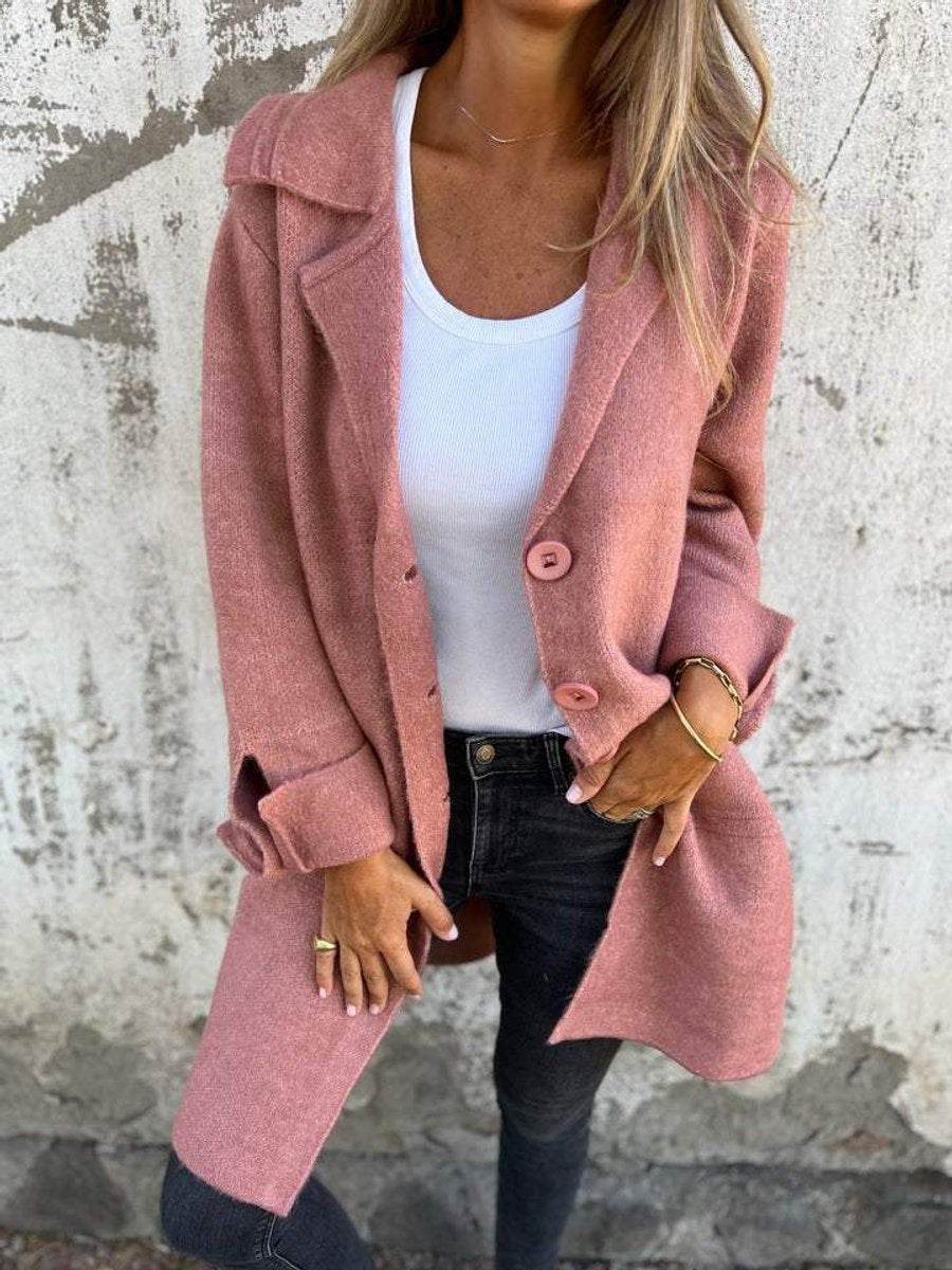 Clemence | Manteau Femme Coupe Longue Revers Boutonnage - Vert