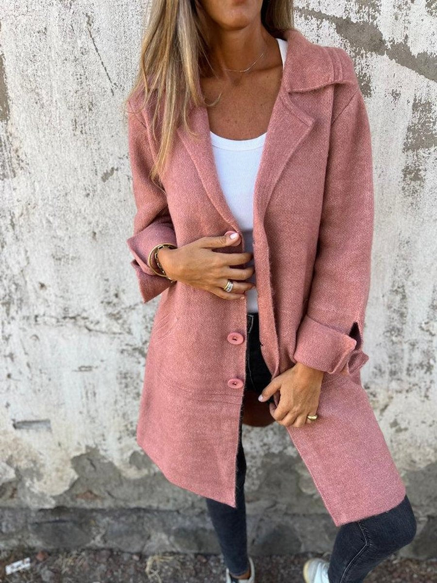 Clemence | Manteau Femme Coupe Longue Revers Boutonnage - Vert