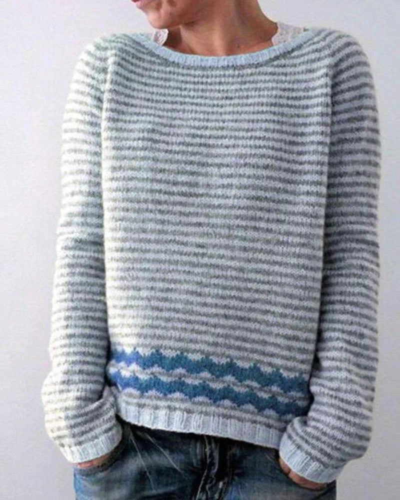 Clemence | Pull de noël pour femme motif nordique coupe ample manches longues - Gris
